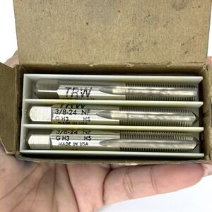 Vtg 70's TRW Greenfield 3/8-24 NF H3 Hand Tap Set USA Machinist Thread Tool Set